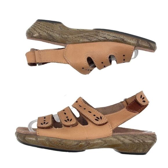 Klogs Womens Strappy Sandals Leather Low Heels Wedge Brown Size 7M - Picture 13 of 13